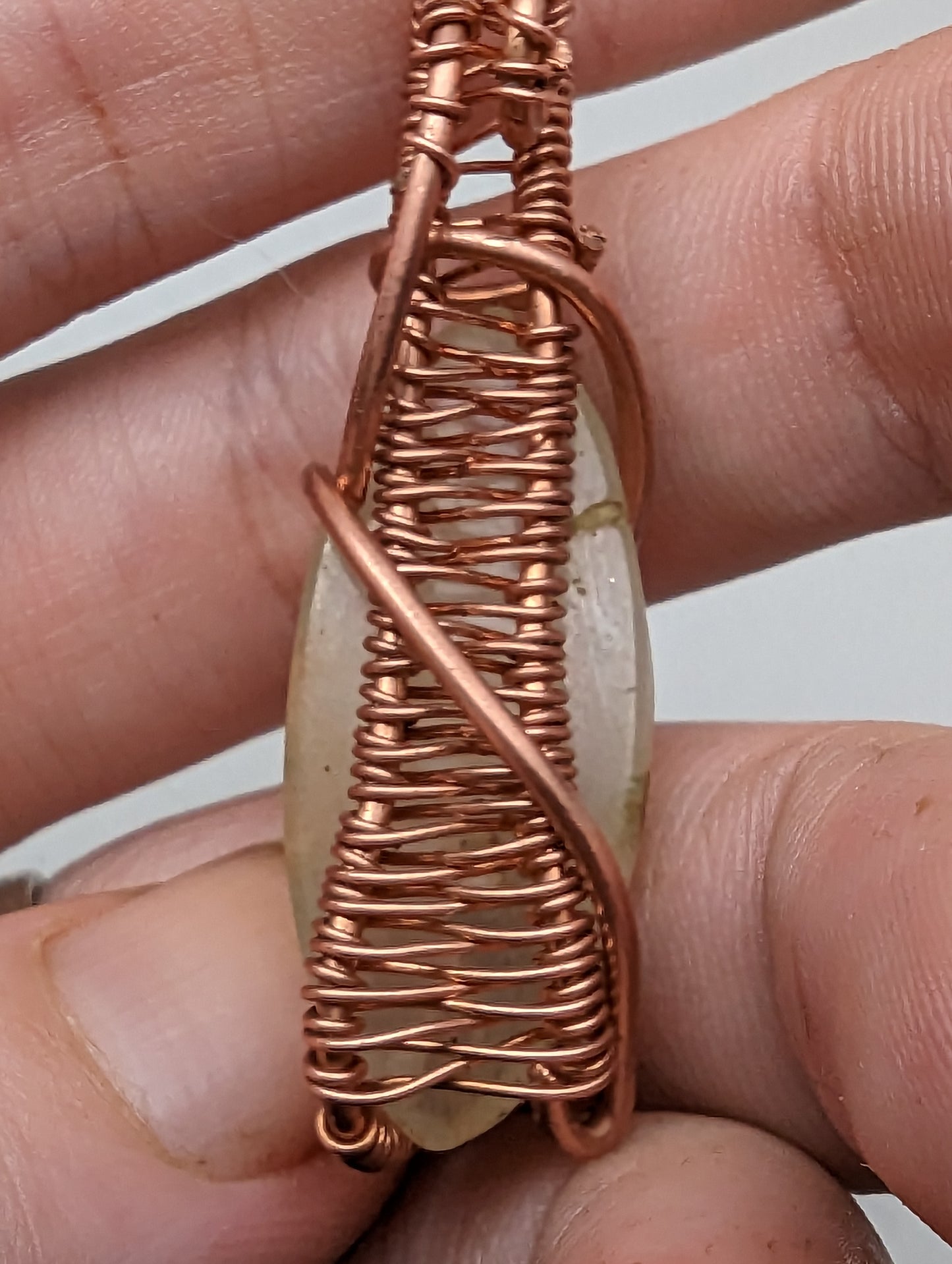 Australian Prehnite in Copper Wire - Pendant