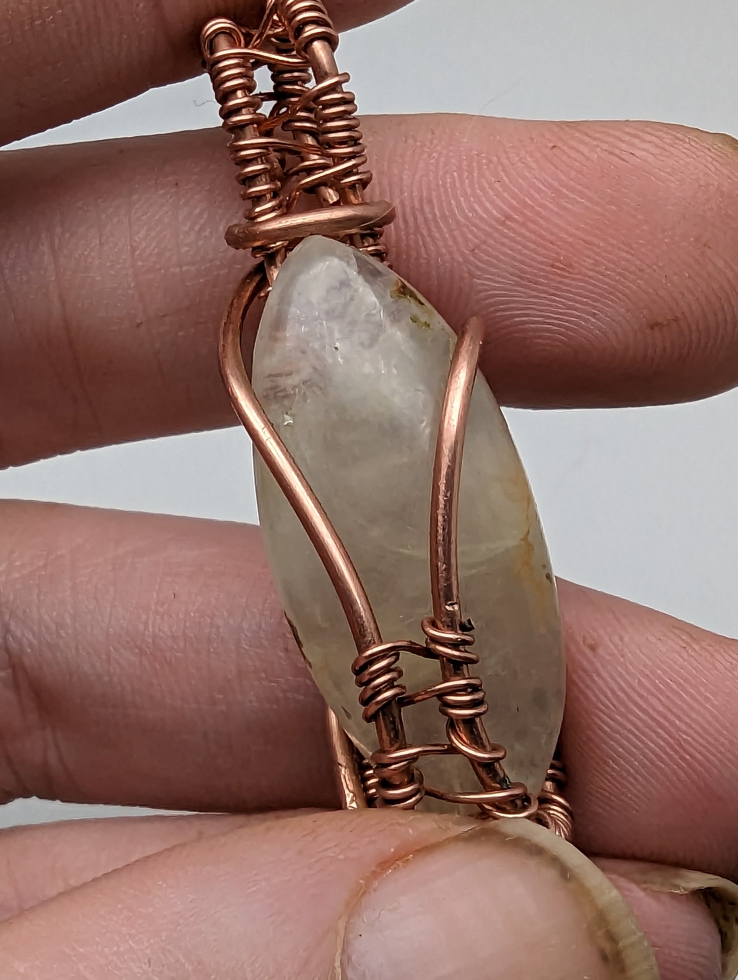 Australian Prehnite in Copper Wire - Pendant