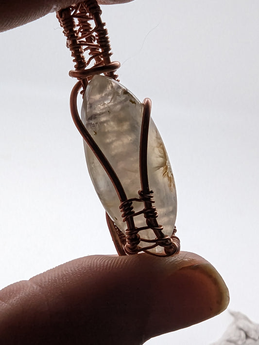 Australian Prehnite in Copper Wire - Pendant