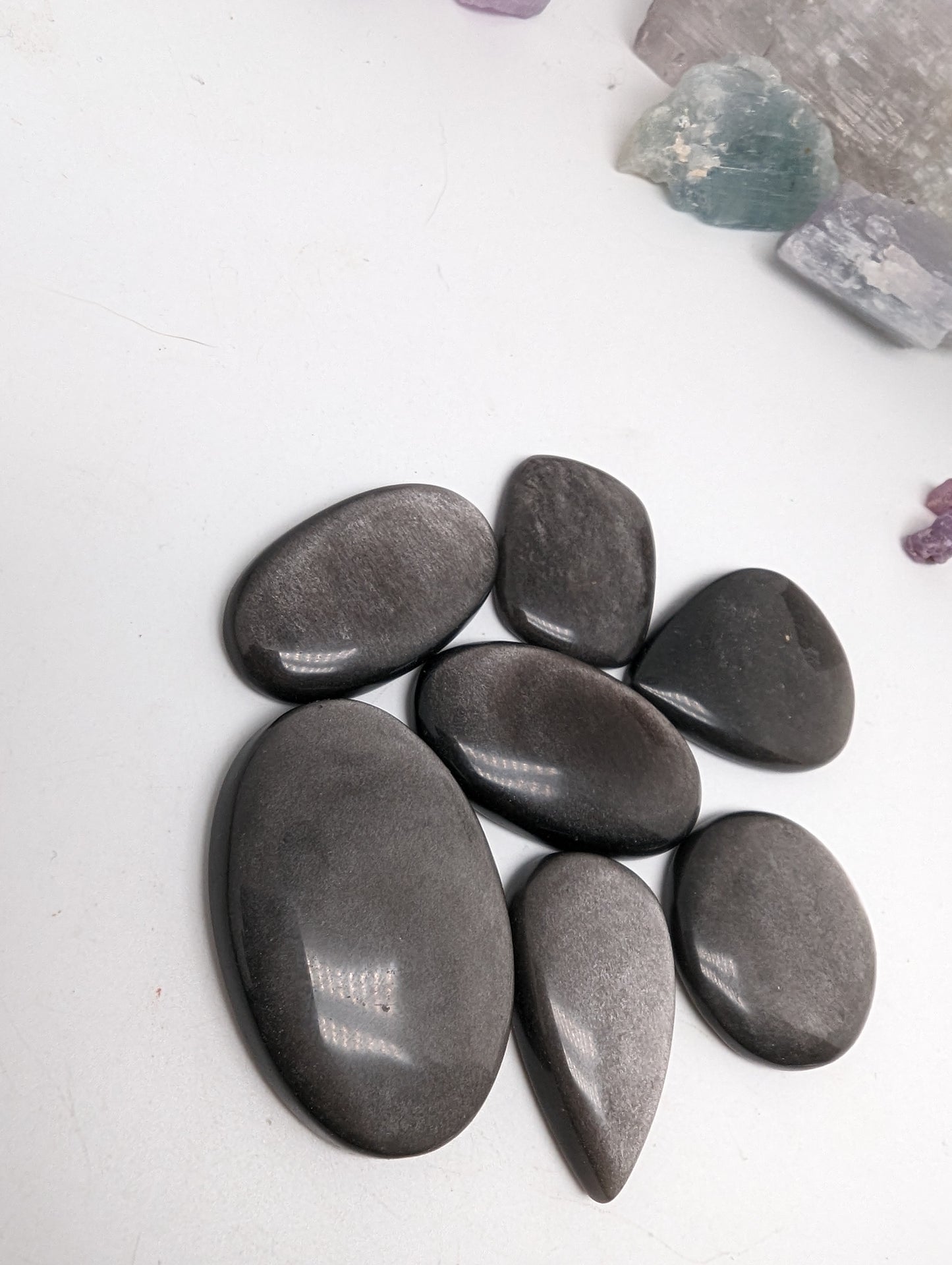 Silver Sheen Obsidian - 7 pieces - 54.4g