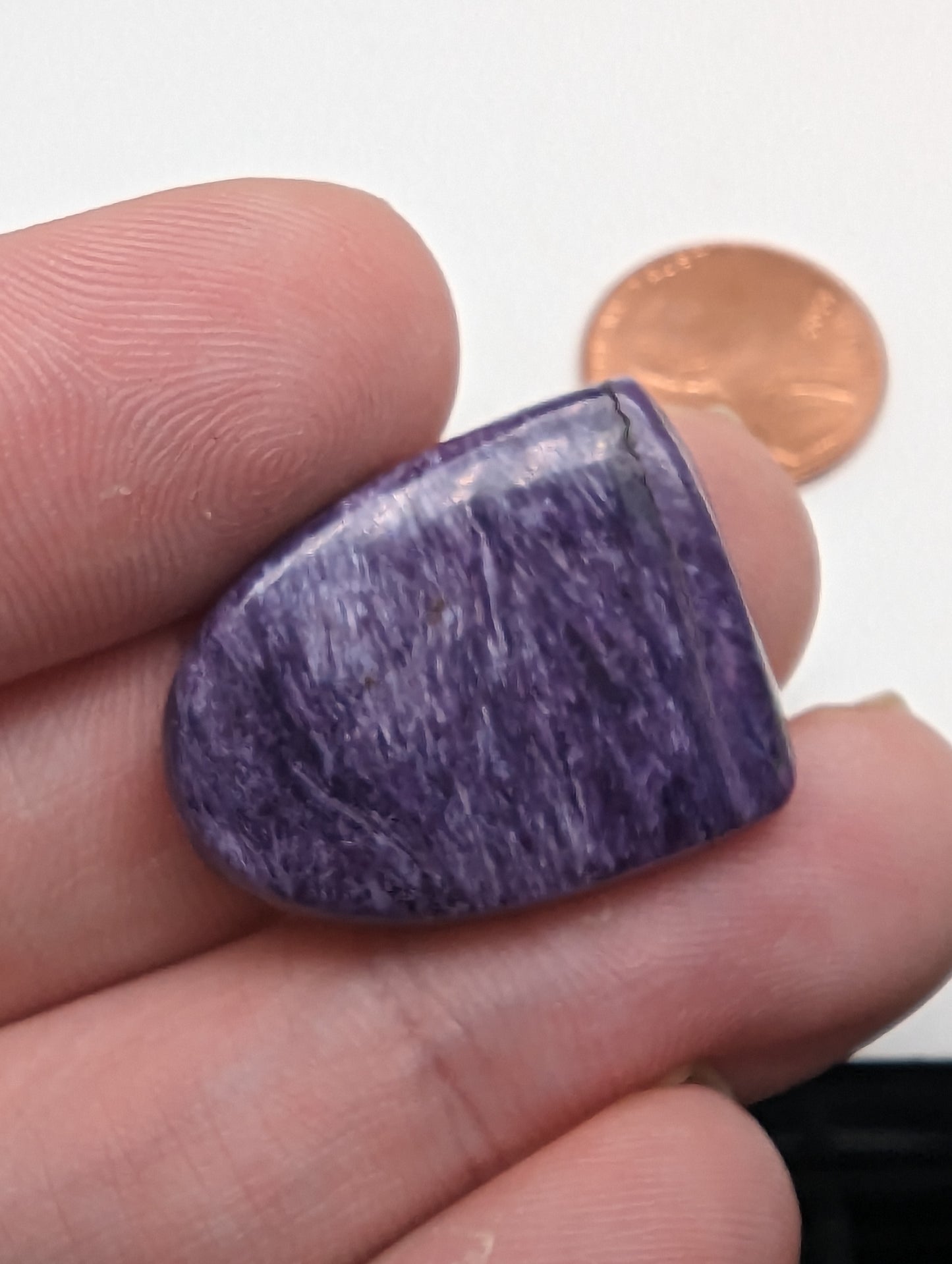 Charoite Half Oval - Partially Chatoyant - 22.2cts