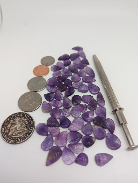 Amethyst Leaf Carvings - 10-20mm