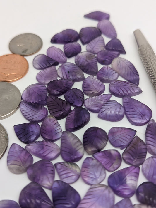 Amethyst Leaf Carvings - 10-20mm