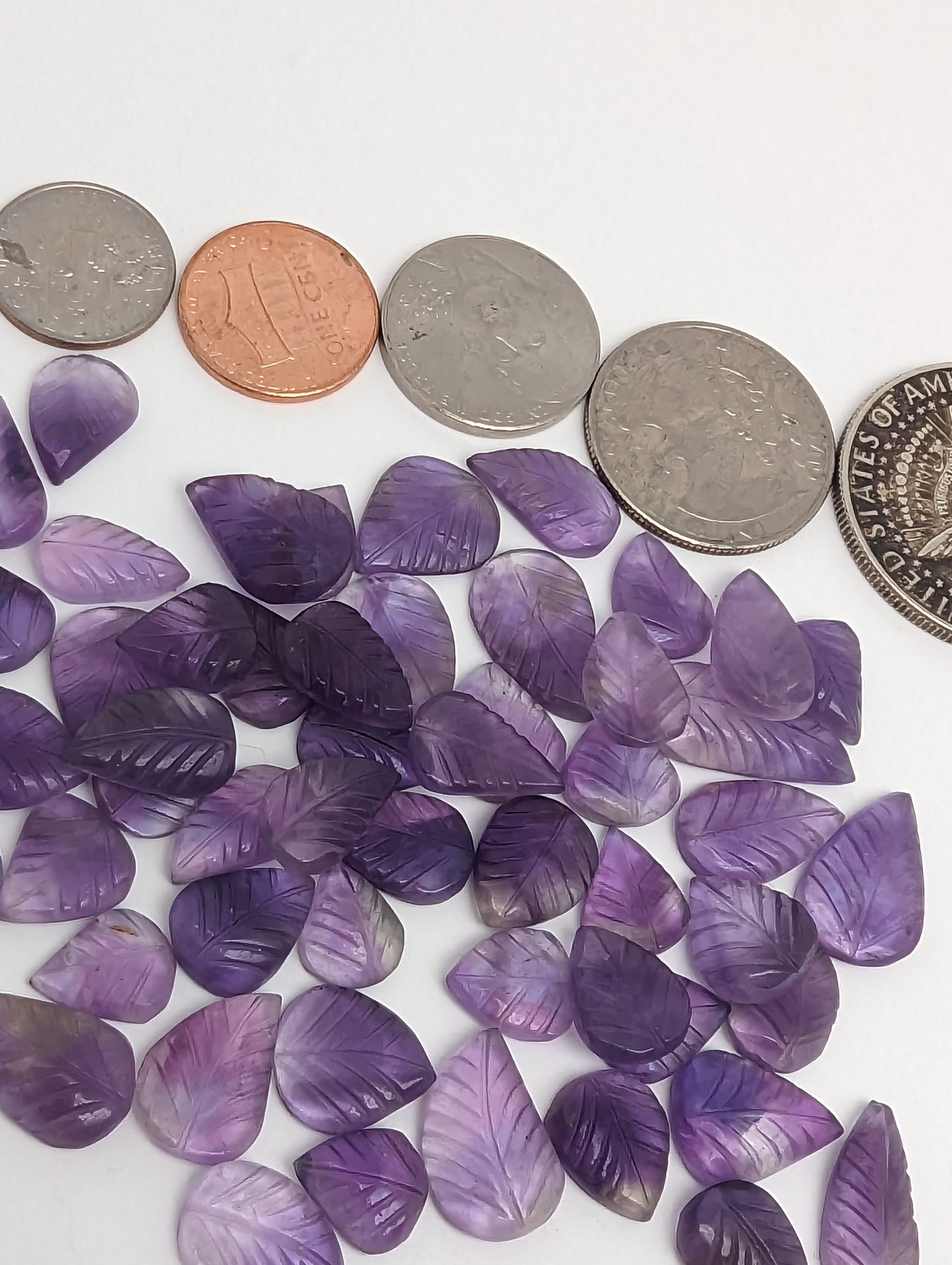 Amethyst Leaf Carvings - 10-20mm