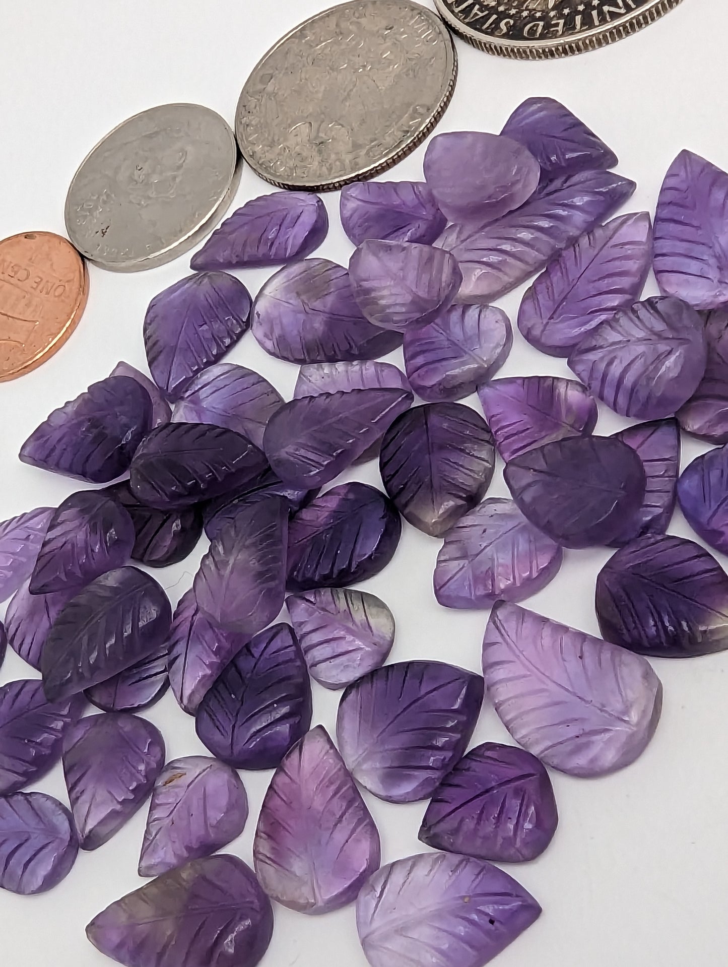 Amethyst Leaf Carvings - 10-20mm