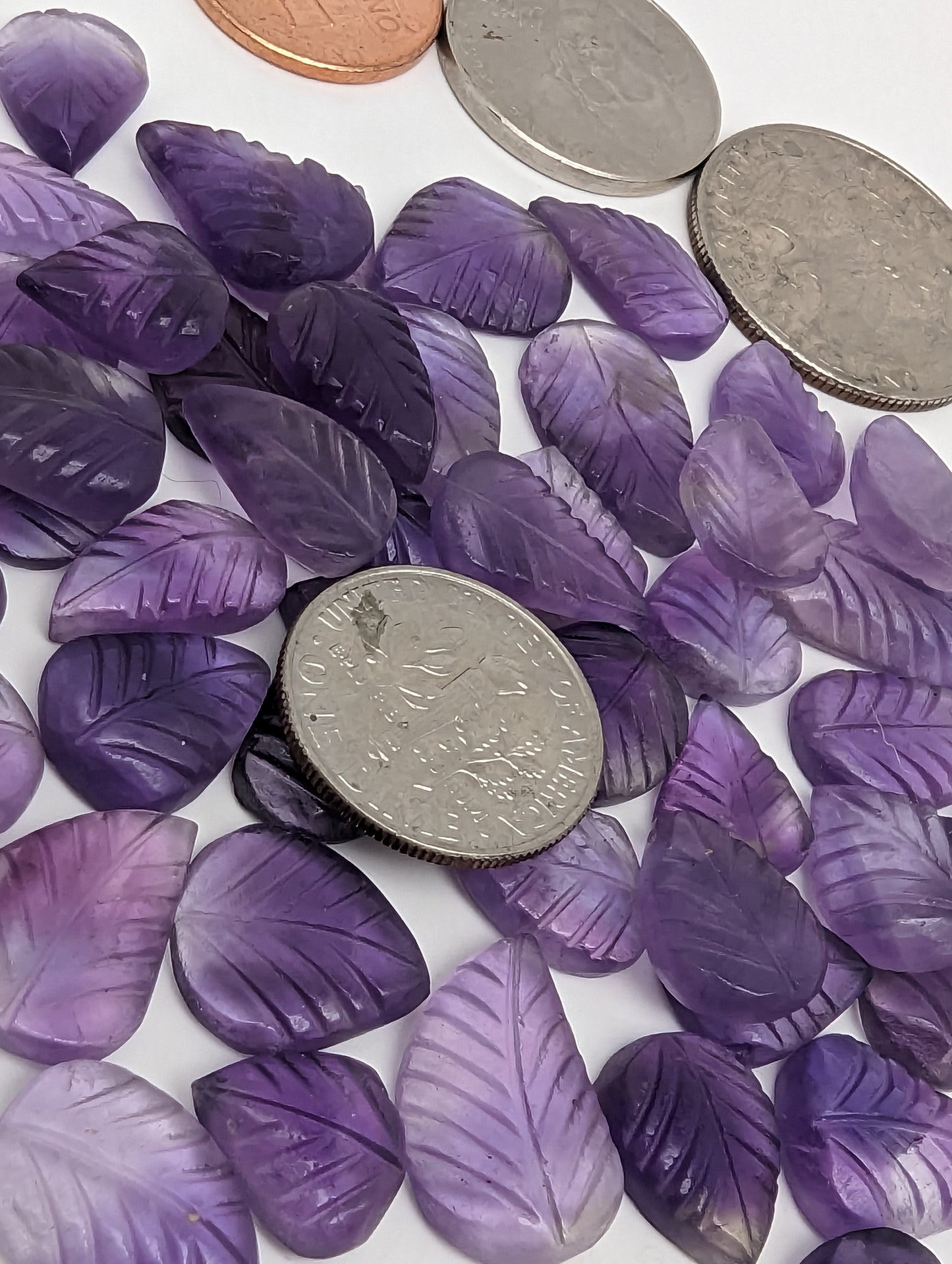 Amethyst Leaf Carvings - 10-20mm