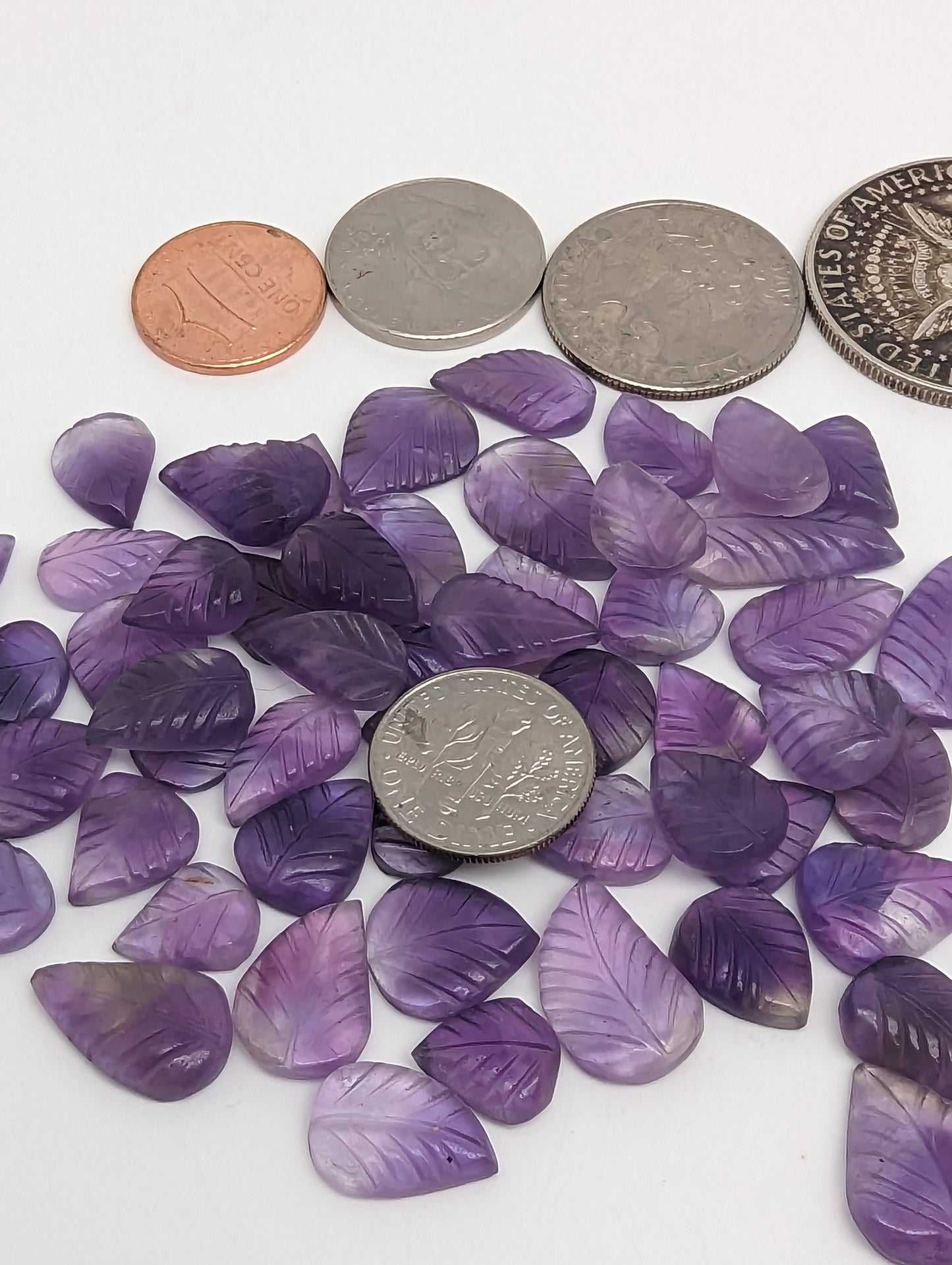 Amethyst Leaf Carvings - 10-20mm