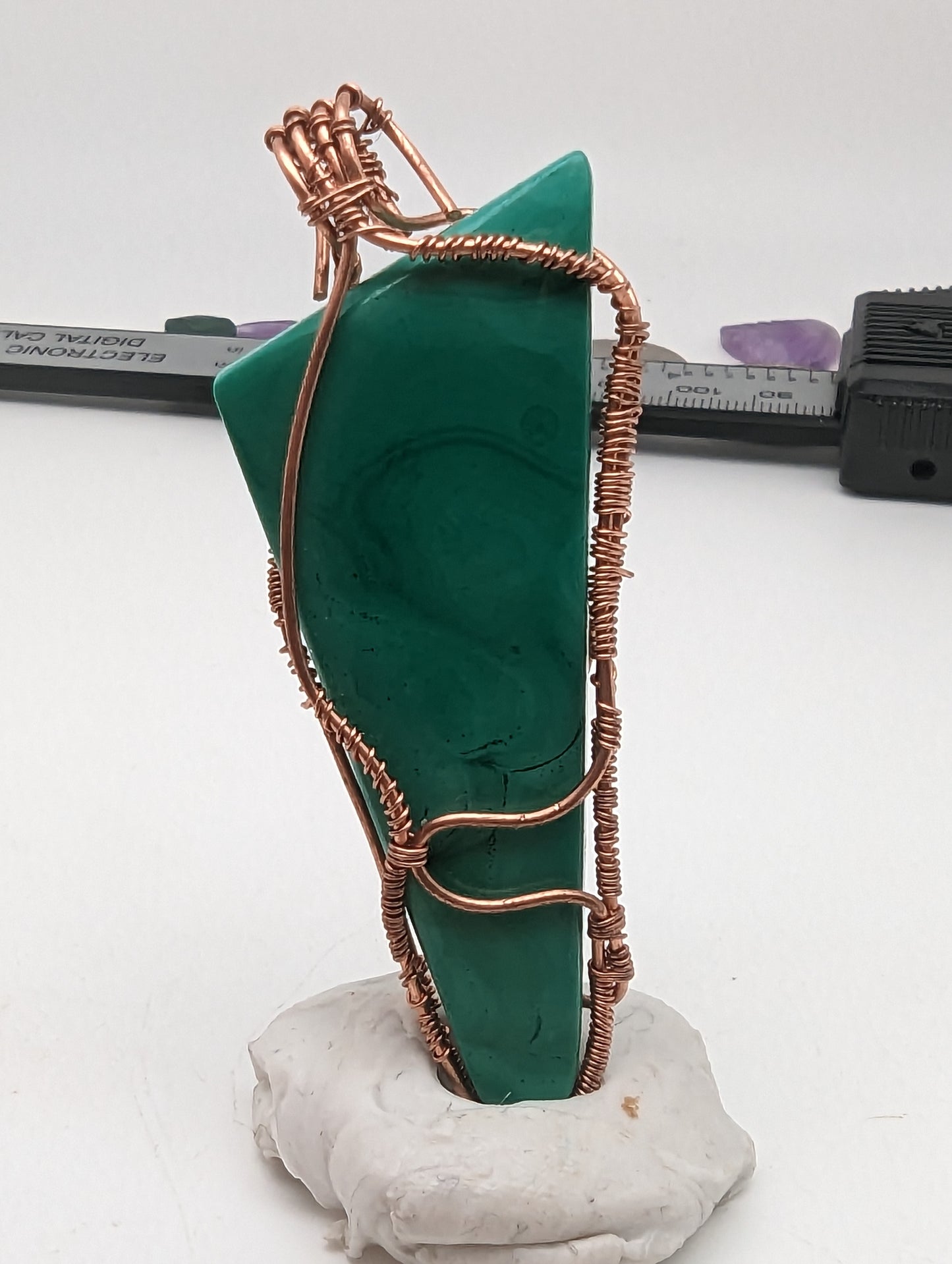 Malachite in Copper - Elegant Wire Wrap Pendant