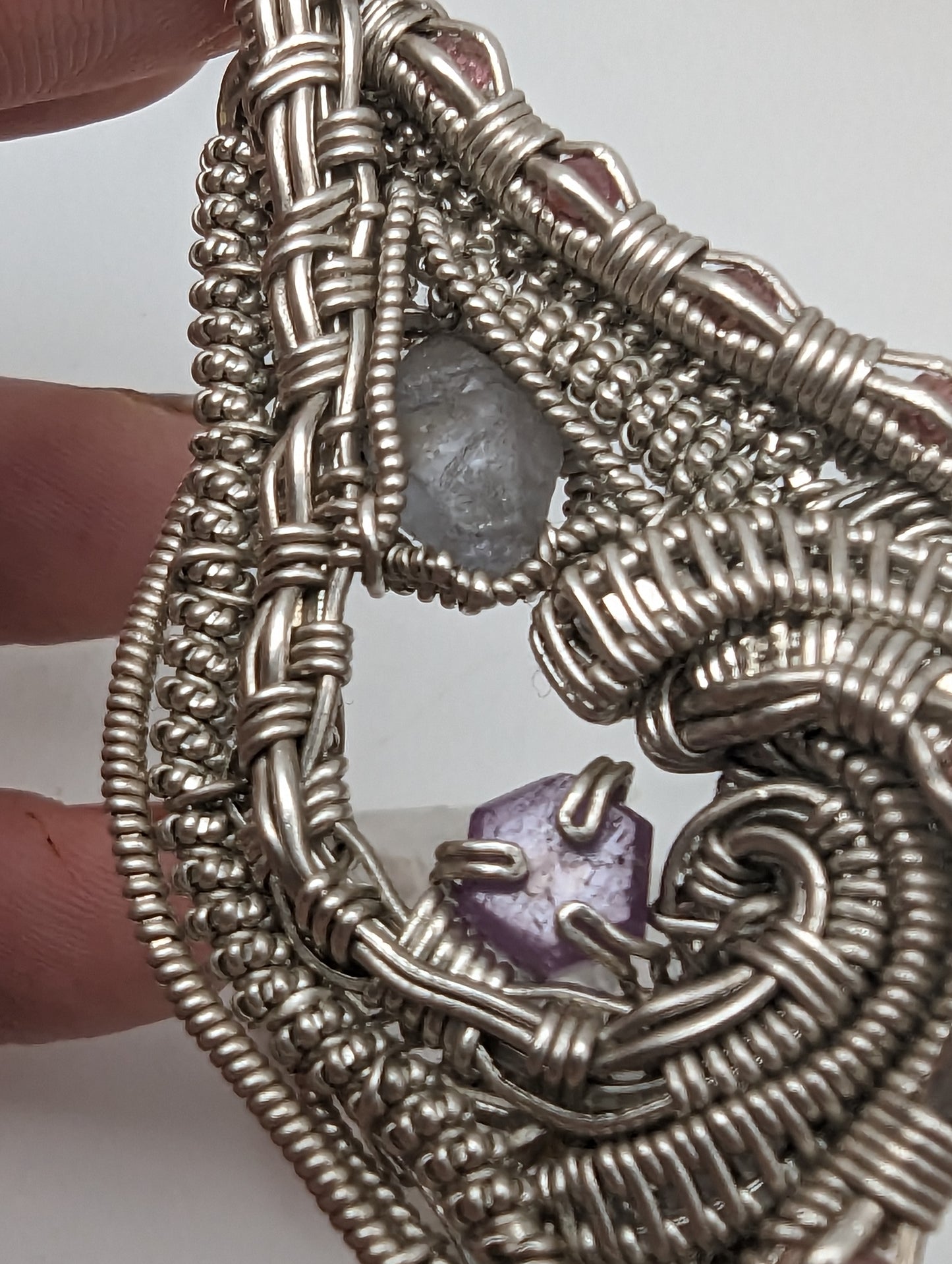 Raw Sapphire and Ruby Focal - Silver Wirewrap Pendant