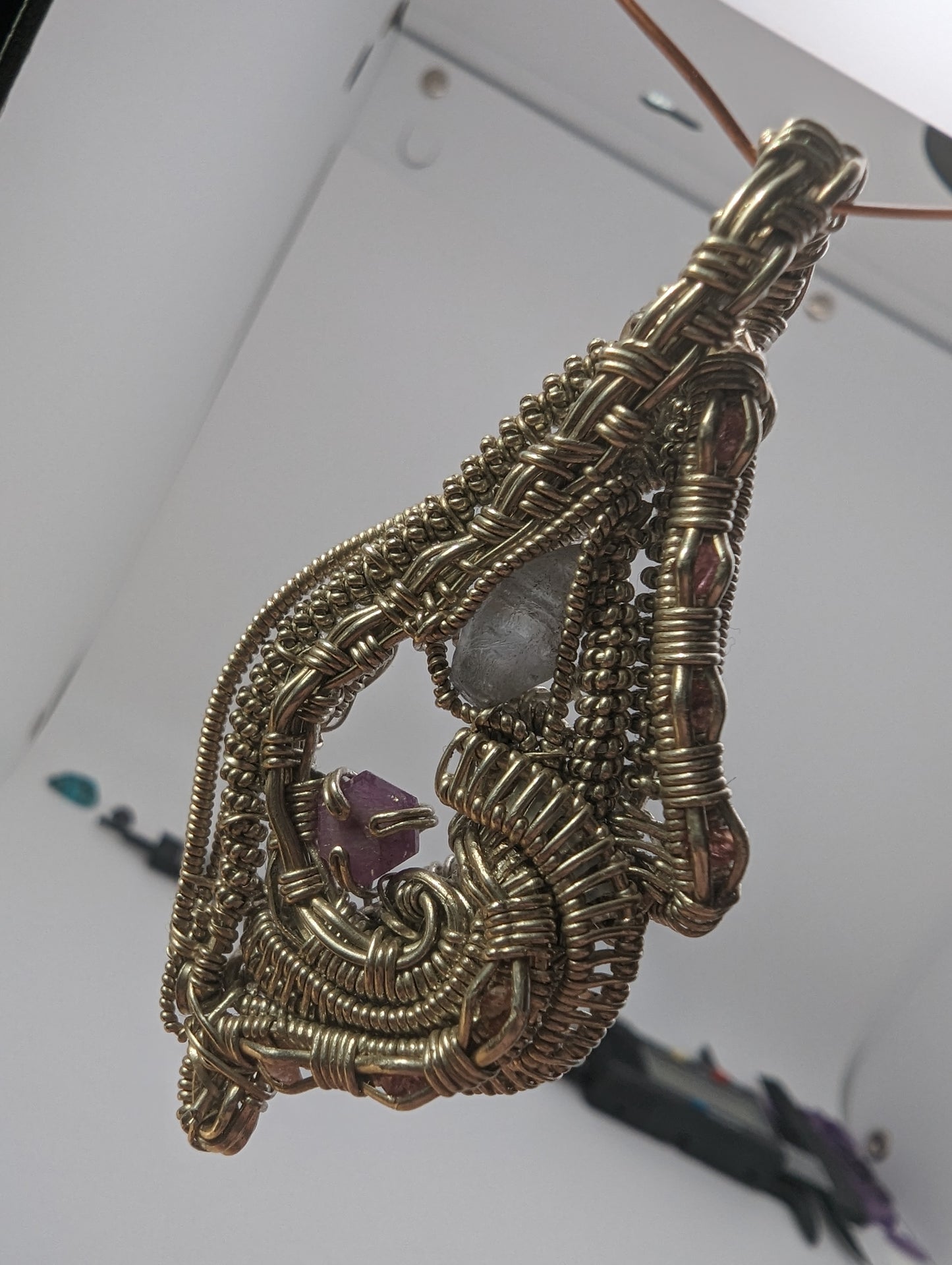 Raw Sapphire and Ruby Focal - Silver Wirewrap Pendant