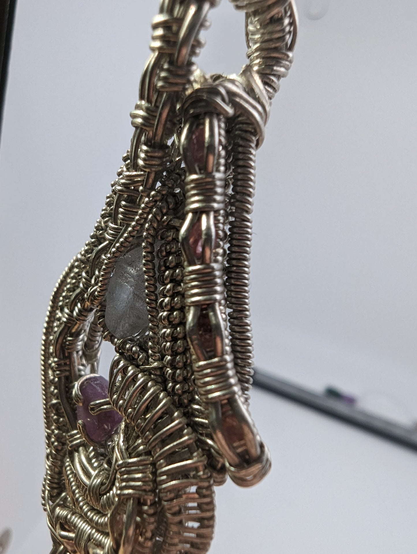 Raw Sapphire and Ruby Focal - Silver Wirewrap Pendant