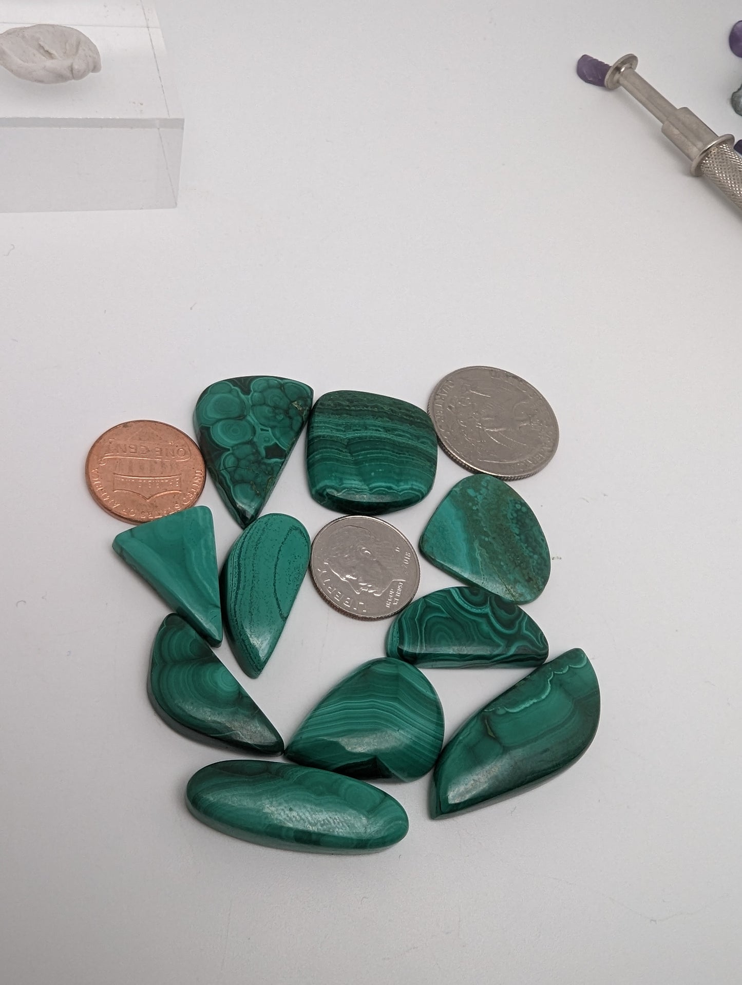 Malachite Cabochon lot - 10pcs - 23-35mm - 41.77g - Whole Lot