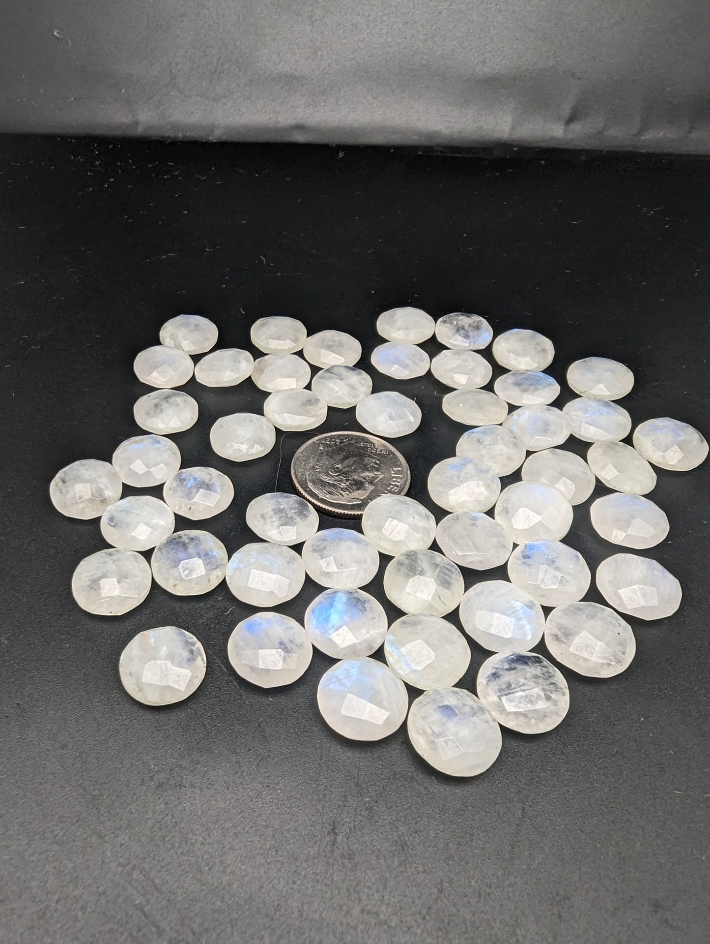 Rainbow Moonstone Rosecut Rounds - Good Flash - 9mm