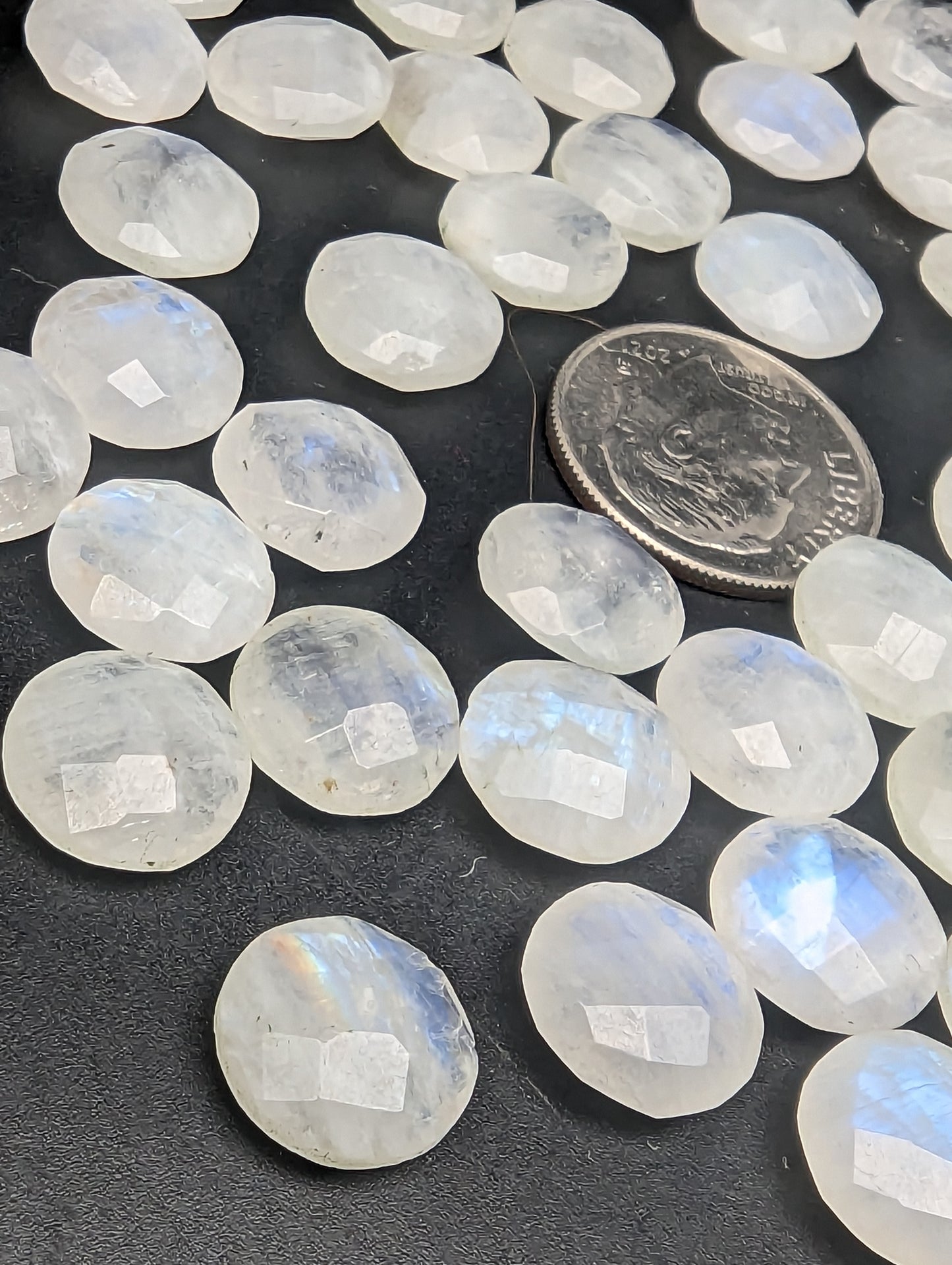 Rainbow Moonstone Rosecut Rounds - Good Flash - 9mm