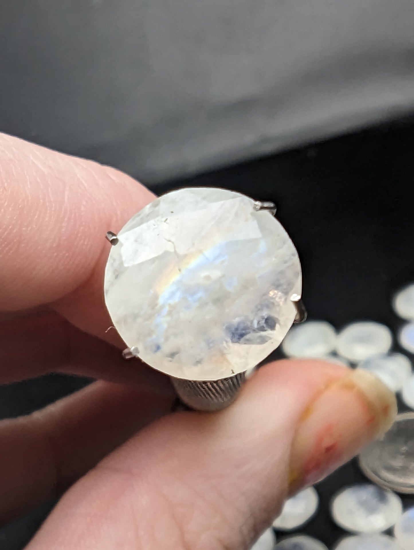 Rainbow Moonstone Rosecut Rounds - Good Flash - 9mm