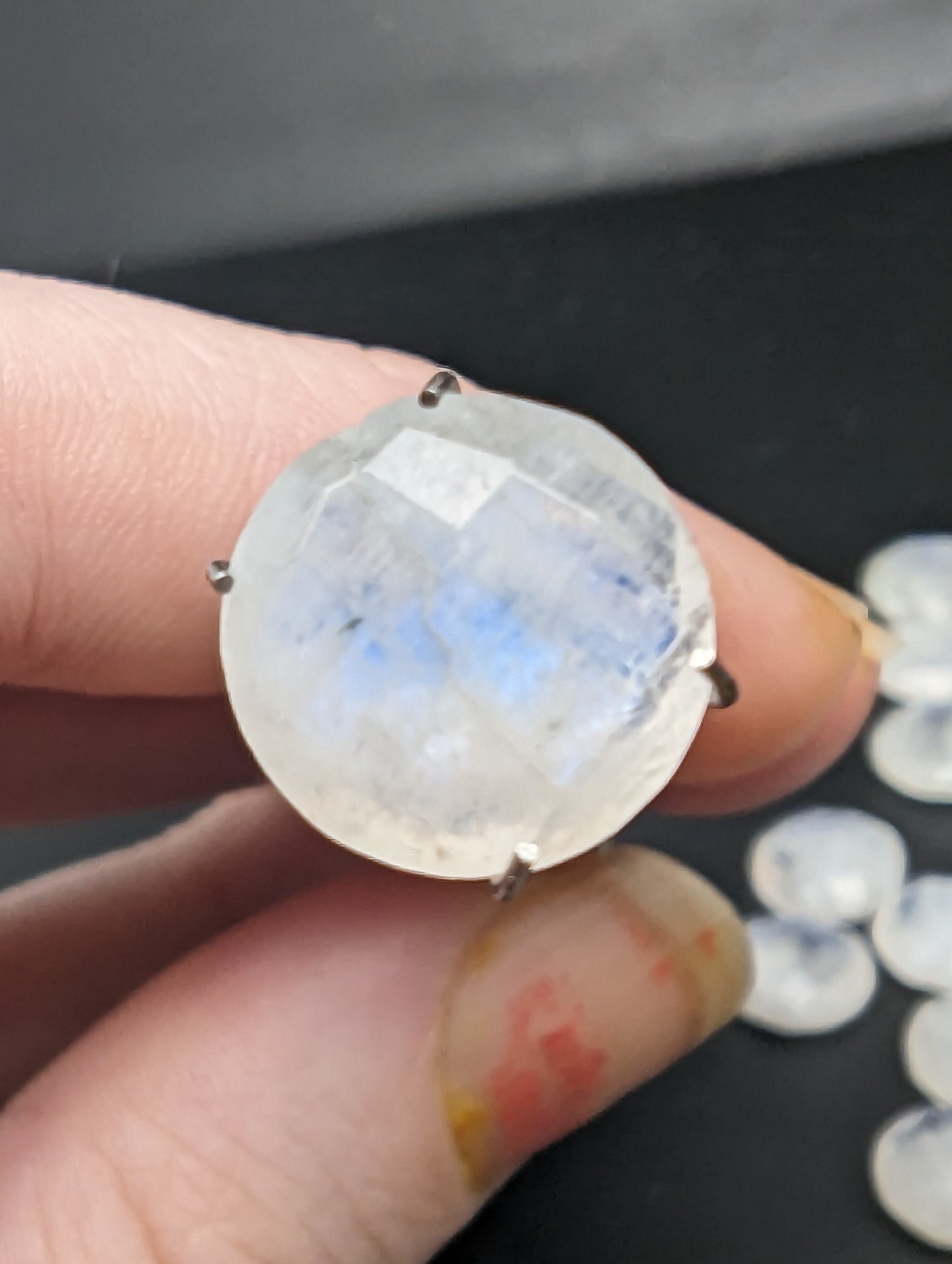 Rainbow Moonstone Rosecut Rounds - Good Flash - 9mm