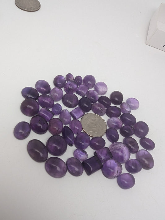 Amethyst Cabochons - 50pcs - 8-13mm - 192.25cts - Whole Lot