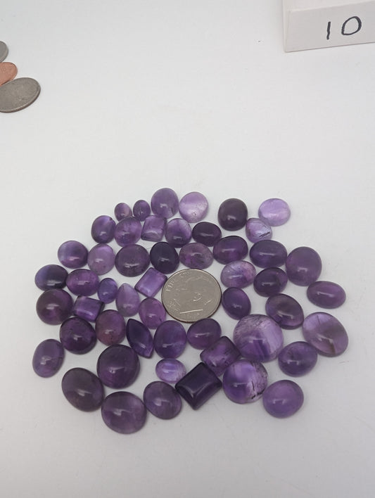 Amethyst Cabochons - 50pcs - 8-13mm - 192.25cts - Whole Lot