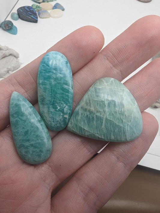 Amazonite Cabochon Lot - 3pcs - 18.2g(91cts)