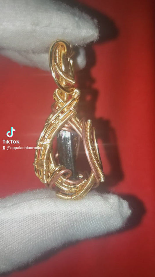 Black Tourmaline Rod / Pencil - Gorgeous Wire Wrap Pendant