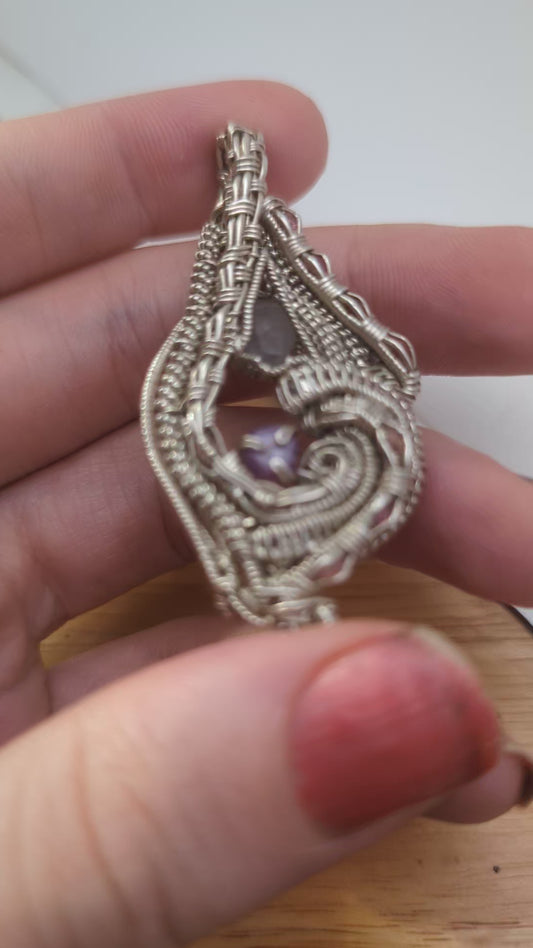 Raw Sapphire and Ruby Focal - Silver Wirewrap Pendant